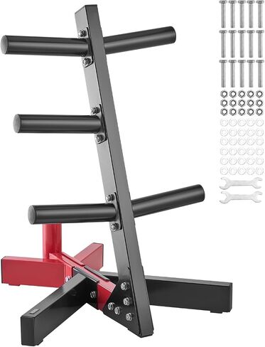VEVOR Weight Plate Rack, L Frame Weight Plate Tree for 2-Inch Weight Plates, Standard Weight Plate Tree, 500 lbs Load Capacity Weight Storage Holder, Home Gym Barbell Rack Storage Stand, Black & Red in Kuwait