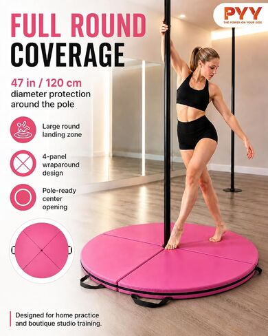 PYY Dance Pole Crash Mat - 4ft Foldable & Portable Pole Crash Pad with an Easy-to-Clean Cover, Band Included, 2" Thicken EPE Foam Exercise and Dance Pole Cushion for Home, Yoga, Fitness, Training in Kuwait
