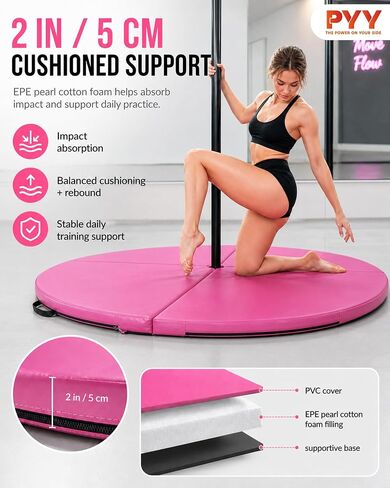 PYY Dance Pole Crash Mat - 4ft Foldable & Portable Pole Crash Pad with an Easy-to-Clean Cover, Band Included, 2" Thicken EPE Foam Exercise and Dance Pole Cushion for Home, Yoga, Fitness, Training in Kuwait