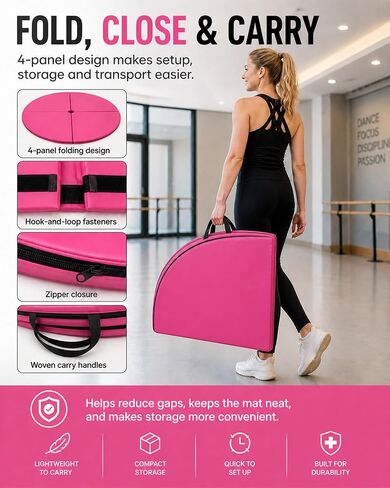 PYY Dance Pole Crash Mat - 4ft Foldable & Portable Pole Crash Pad with an Easy-to-Clean Cover, Band Included, 2" Thicken EPE Foam Exercise and Dance Pole Cushion for Home, Yoga, Fitness, Training in Kuwait