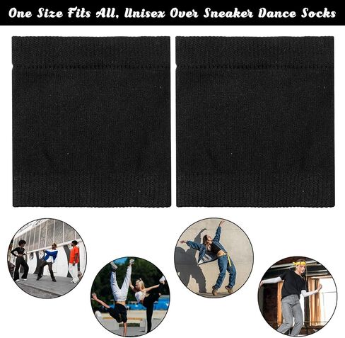 2 Pairs Dance Shoe Covers Over Shoes Socks, Unisex Over Sneaker Dance Socks Anti-Slip on Smooth Floors Shoe Covers for Dancer Ballet Equipment for Turns & Spins, Dancing Accessories(Black) in Kuwait