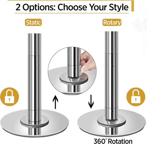 Yaheetech Dance Pole with Spinning & Static Modes, Adjustable Height 6.9-9 ft Pole for Home Fitness, Silver in Kuwait
