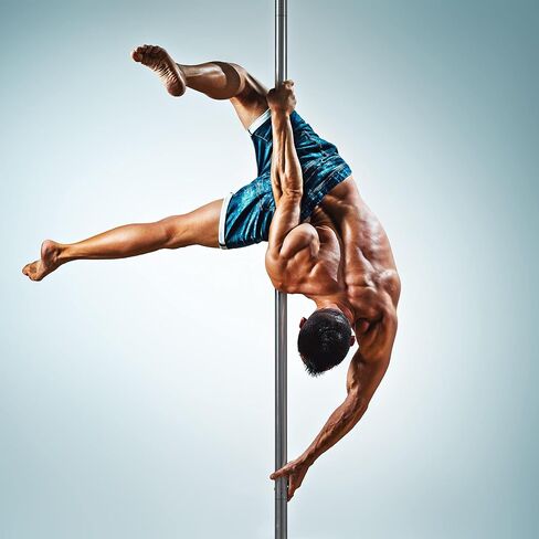 Yaheetech Dance Pole with Spinning & Static Modes, Adjustable Height 6.9-9 ft Pole for Home Fitness, Silver in Kuwait