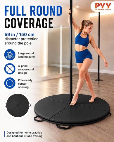 PYY Dance Pole Crash Mat - 5 Ft Foldable Pole Crash Pad with 2" Thicken EPE Foam, Portable Dance Pole Cushion with Easy-Clean Cover & Sponge Brushes for Home Fitness, Yoga, Pole Dance Training in Kuwait