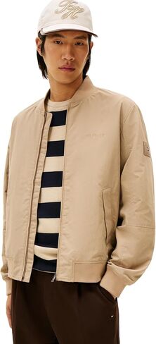 Tommy Hilfiger Men's Lightweight Waterproof Bomber Jacket With Embroidered Logo Detail in Kuwait