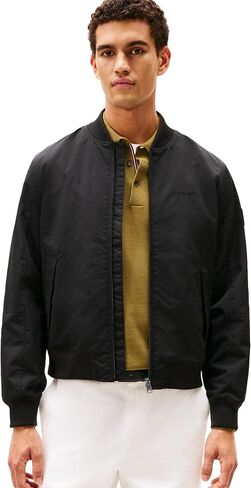 Tommy Hilfiger Men's Lightweight Waterproof Bomber Jacket With Embroidered Logo Detail in Kuwait