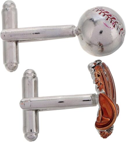 PartyKindom Men's Baseball Themed Cufflinks Fashionable Metal Studs Glove Pattern for Dress Suit and Party Attire in Kuwait