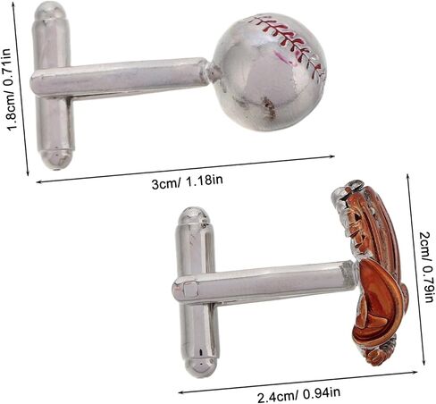 PartyKindom Men's Baseball Themed Cufflinks Fashionable Metal Studs Glove Pattern for Dress Suit and Party Attire in Kuwait