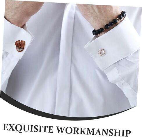PartyKindom Men's Baseball Themed Cufflinks Fashionable Metal Studs Glove Pattern for Dress Suit and Party Attire in Kuwait