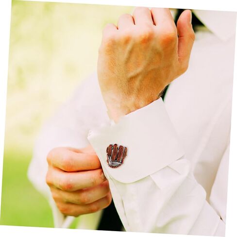 PartyKindom Men's Baseball Themed Cufflinks Fashionable Metal Studs Glove Pattern for Dress Suit and Party Attire in Kuwait