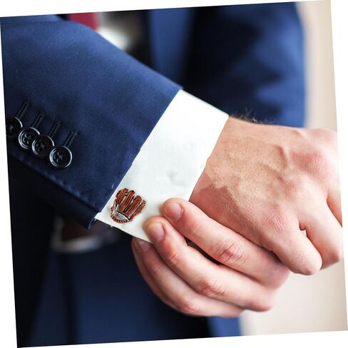 PartyKindom Men's Baseball Themed Cufflinks Fashionable Metal Studs Glove Pattern for Dress Suit and Party Attire in Kuwait