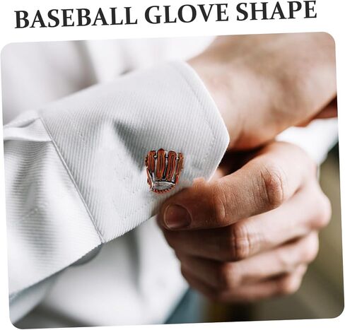 PartyKindom Men's Baseball Themed Cufflinks Fashionable Metal Studs Glove Pattern for Dress Suit and Party Attire in Kuwait