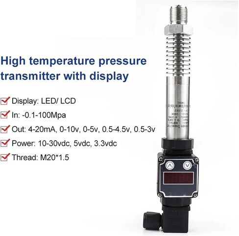 Pressure Sensor Temperature Transducer 4-20mA Output M20*1.5 Thread DC24V with LCD Display(0-100 bar 4-20mA) in Kuwait