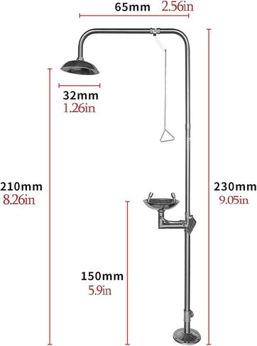 Combination Emergency Shower System, 304 Stainless Steel Eye Wash Station, Suitable for Laboratories, Factories and Outdoor Environments in Kuwait
