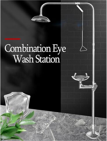 Combination Emergency Shower System, 304 Stainless Steel Eye Wash Station, Suitable for Laboratories, Factories and Outdoor Environments in Kuwait