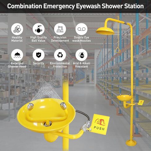 Emergency Shower Eyewash Station OSHA Approved,304 Stainless Steel Eye Wash and Shower Combination Kit in Kuwait