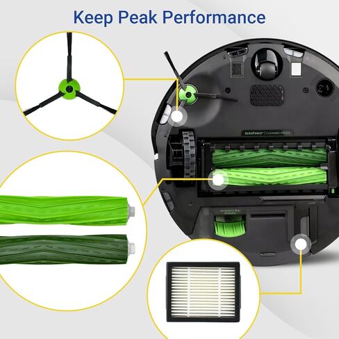 J Series Replacement Parts Accessories for iRobot Roomba J5 J5+ J6 J6+ J7 J7+ J8 J8+ J9 J9+ Robotic Vacuum Cleaner Attachment Kit, 1 Main Brush, 5 Black Side Brush, 5 Filter (Not for Combo j7+/j9+) in Kuwait