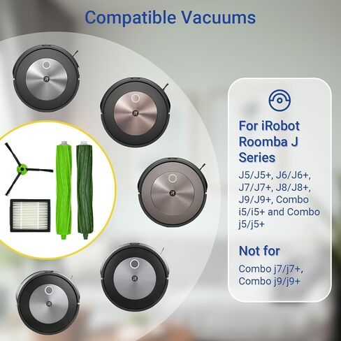 J Series Replacement Parts Accessories for iRobot Roomba J5 J5+ J6 J6+ J7 J7+ J8 J8+ J9 J9+ Robotic Vacuum Cleaner Attachment Kit, 1 Main Brush, 5 Black Side Brush, 5 Filter (Not for Combo j7+/j9+) in Kuwait