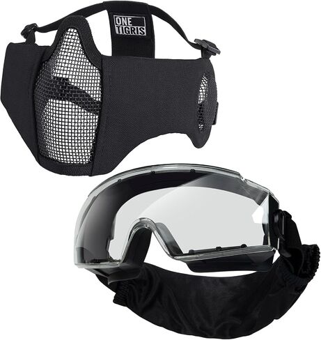 OneTigris Tactical Goggles Over Glasses and Tactical Half Face Mesh Mask in Kuwait