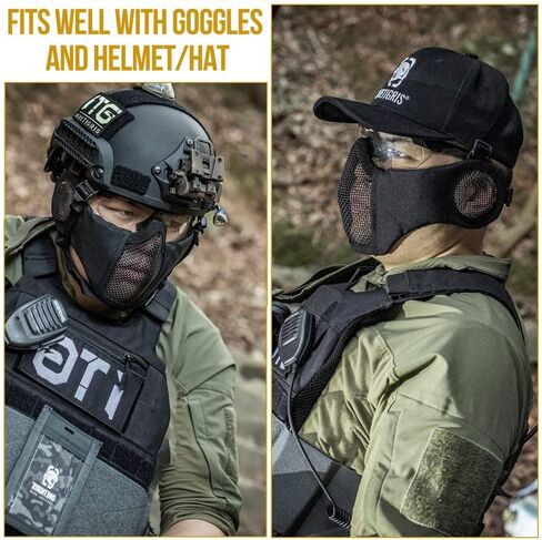 OneTigris Tactical Goggles Over Glasses and Tactical Half Face Mesh Mask in Kuwait