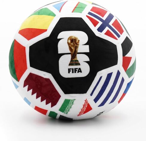 كرة القدم من القطيفة لكأس العالم لكرة القدم 2026 من ميسوكا للأطفال - وسادة رسمية من القطيفة لكرة القدم مقاس 11.8 بوصة مع تصميم الكأس - حيوان محشو لكرة القدم الناعمة لديكور الغرفة، بضائع كأس العالم 2026 in Kuwait