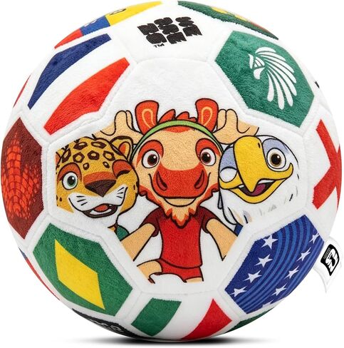 كرة القدم من القطيفة لكأس العالم لكرة القدم 2026 من ميسوكا للأطفال - وسادة رسمية من القطيفة لكرة القدم مقاس 11.8 بوصة مع تصميم الكأس - حيوان محشو لكرة القدم الناعمة لديكور الغرفة، بضائع كأس العالم 2026 in Kuwait