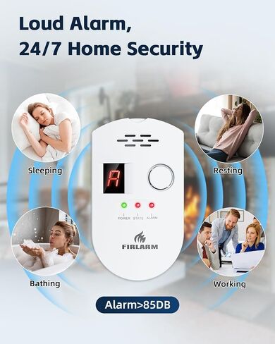 Natural G-as D-etector, Plug in G-as D-etector for Home, Indoor-Air-Quality-Monitor with Audible Alert, High Accuracy Natural-Gas-Leak-Detector for Kitchen, RV, Apartment and Camper in Kuwait