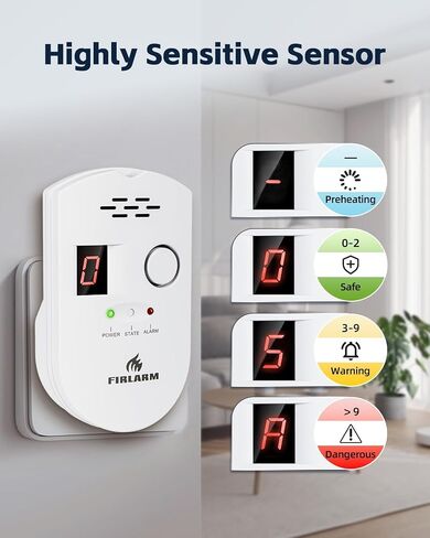 Natural G-as D-etector, Plug in G-as D-etector for Home, Indoor-Air-Quality-Monitor with Audible Alert, High Accuracy Natural-Gas-Leak-Detector for Kitchen, RV, Apartment and Camper in Kuwait
