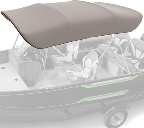 KEMIMOTO Bimini Top Replacement for Pontoon Boats 4 Bow 600D Marine Grade Waterproof Canvas Boat Canopy Sun Shade with Storage Net and Light Hole Easy Install No Frame in Kuwait