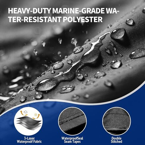 3 Bow Bimini Top Replacement Cover -Durable Marine Grade Canvas Sun Shade Boat Canopy Without Frame，6'L x 73-78"x 46"H,Black in Kuwait