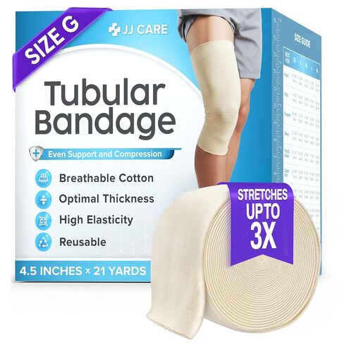 Tubular Bandage, 4.5" x 21 yds / 63 ft,Stockinette Tubing for Ankles and Knees, Tubi Grip Size G Reusable Elastic Bandage Sleeve, Compression Tubes for Knees and Upper Arm in Kuwait