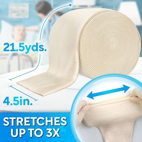 Tubular Bandage, 4.5" x 21 yds / 63 ft,Stockinette Tubing for Ankles and Knees, Tubi Grip Size G Reusable Elastic Bandage Sleeve, Compression Tubes for Knees and Upper Arm in Kuwait