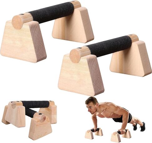 Wooden Parallettes Bars & Push Up Bars – Premium Handstand Training Push Up Handles, Non-Slip Calisthenics Equipment for Men & Women, Perfect Home Gym Fitness Tool for Strength & Balance in Kuwait