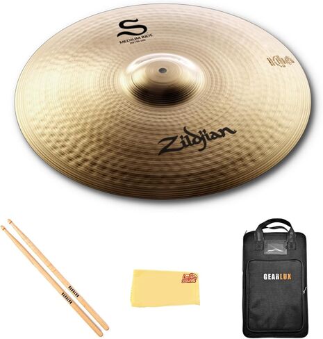 Zildjian S22MR 22" S Medium Ride Cymbal | Bundle with Drumsticks, Drumstick Bag, and Austin Bazaar Polishing Cloth in Kuwait