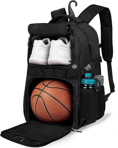 Basketball Backpack with Separate Ball & Ventilated Shoe Compartment, Sports Bag with Hook for Men Women Teens Training Travel in Kuwait