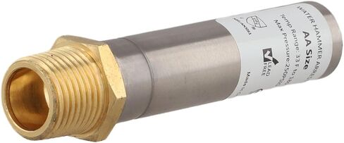 2-Pack 1/2" NPT Stainless Steel Water Hammer Arrestor, Brass Body for Potable Water Pipe Noise Reduction, Max 250 PSIG and 250°F, Vertical or Horizontal Installation in Kuwait