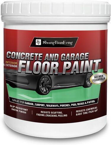 Professional Floor Paint Kit (1 Gallon) - Black Acrylic Concrete Coating for household floor,which is dirt-resistant Garages & Basements | Single Component Formula | Scratch Resistant in Kuwait
