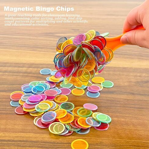 SEETOOOGAMES Magnetic Bingo Chips Wands - 6 Color 600 Metal Chips with 6 Wands for Classroom in Kuwait