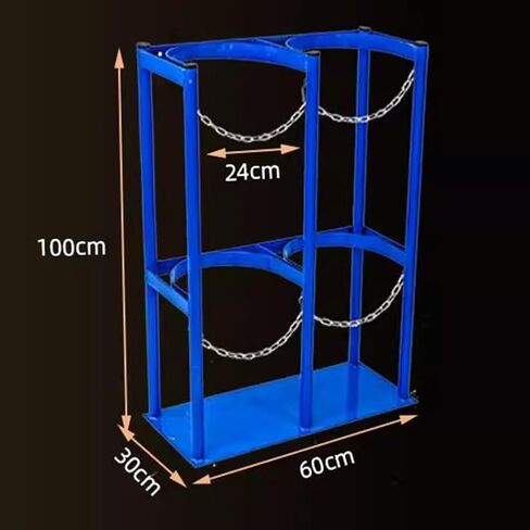 Gas Cylinder Trolley Stainless Steel Tank Storage Rack with Double Safety Chain for Workshop Hospital Labs in Kuwait