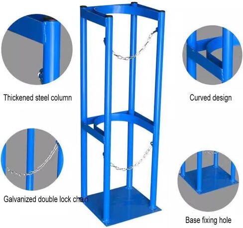 Gas Cylinder Trolley Stainless Steel Tank Storage Rack with Double Safety Chain for Workshop Hospital Labs in Kuwait