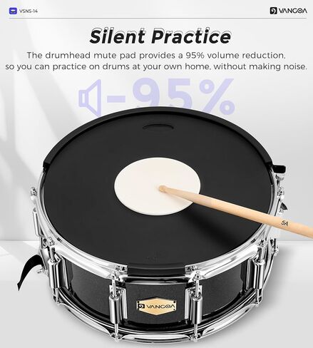 Vangoa Snare Drum Kit with Remo Head 14" x 5.5" Student Marching School Band Beginner Practice Snare Drum with Stand, Drumstick Holder, Padded Gig Bag, Mute Pad, Neck Strap, and 5A Drum Sticks, Black in Kuwait