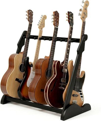 Adjustable Multi Guitar Stand Rack - Bamboo Guitar Case Stands Floor 1-9 Guitar Holder for Multiple Guitars Acoustic Electric Guitar & Bass Guitar Bag Padded Display for Band Home Stage Studio in Kuwait