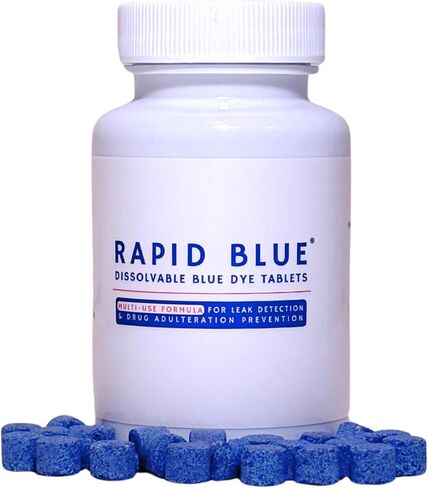Rapid Blue Dissolvable Blue Dye Tablets for Toilet Leak Detection & Adulteration Detection, Multi-Use - 200 Tablets Per Bottle in Kuwait