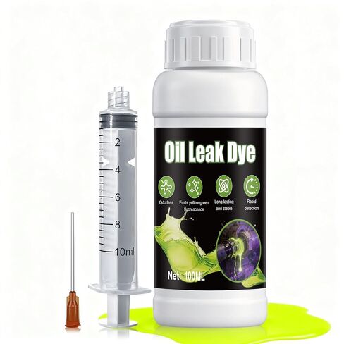 100ML Engine Oil Dye Leak Detection Kit, Oil Leak Dye Accurately Locate Leaks Widely Compatible with Two Syringes for Use in Engine Oil Automatic Transmission Fluid Fuel Hydraulic Systems in Saudi Arabia