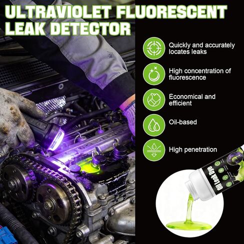 100ML Engine Oil Dye Leak Detection Kit, Oil Leak Dye Accurately Locate Leaks Widely Compatible with Two Syringes for Use in Engine Oil Automatic Transmission Fluid Fuel Hydraulic Systems in Saudi Arabia