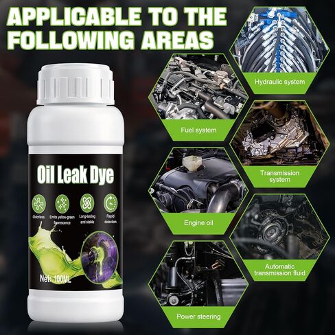 100ML Engine Oil Dye Leak Detection Kit, Oil Leak Dye Accurately Locate Leaks Widely Compatible with Two Syringes for Use in Engine Oil Automatic Transmission Fluid Fuel Hydraulic Systems in Saudi Arabia