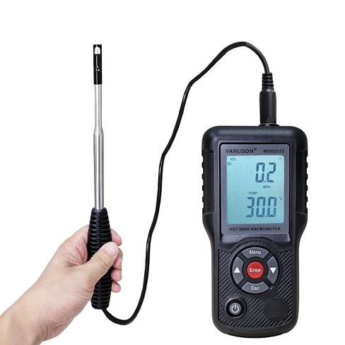 Thermal Anemometer –MOG2033 Handheld CFM CMM Air Flow Meter with Sunlight Readable Backlit LCD, High-Precision Wind Speed Gauge for HVAC Ducts Vents, Telescopic Probe, Temperature in Kuwait