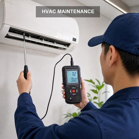 Thermal Anemometer –MOG2033 Handheld CFM CMM Air Flow Meter with Sunlight Readable Backlit LCD, High-Precision Wind Speed Gauge for HVAC Ducts Vents, Telescopic Probe, Temperature in Kuwait