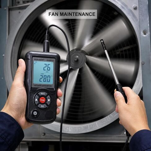 Thermal Anemometer –MOG2033 Handheld CFM CMM Air Flow Meter with Sunlight Readable Backlit LCD, High-Precision Wind Speed Gauge for HVAC Ducts Vents, Telescopic Probe, Temperature in Kuwait
