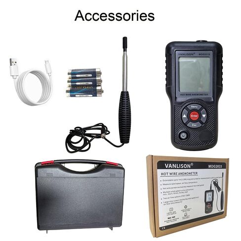 Thermal Anemometer –MOG2033 Handheld CFM CMM Air Flow Meter with Sunlight Readable Backlit LCD, High-Precision Wind Speed Gauge for HVAC Ducts Vents, Telescopic Probe, Temperature in Kuwait